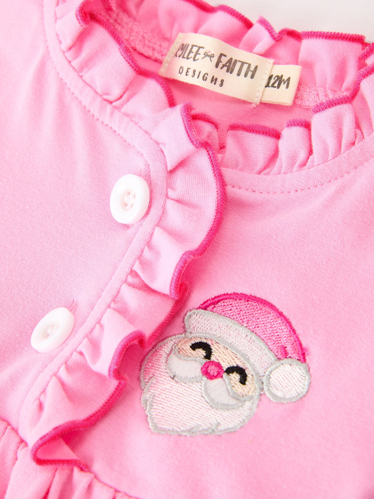 Santa Embroidered Ruffle Bubble Romper
