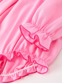 Santa Embroidered Ruffle Bubble Romper