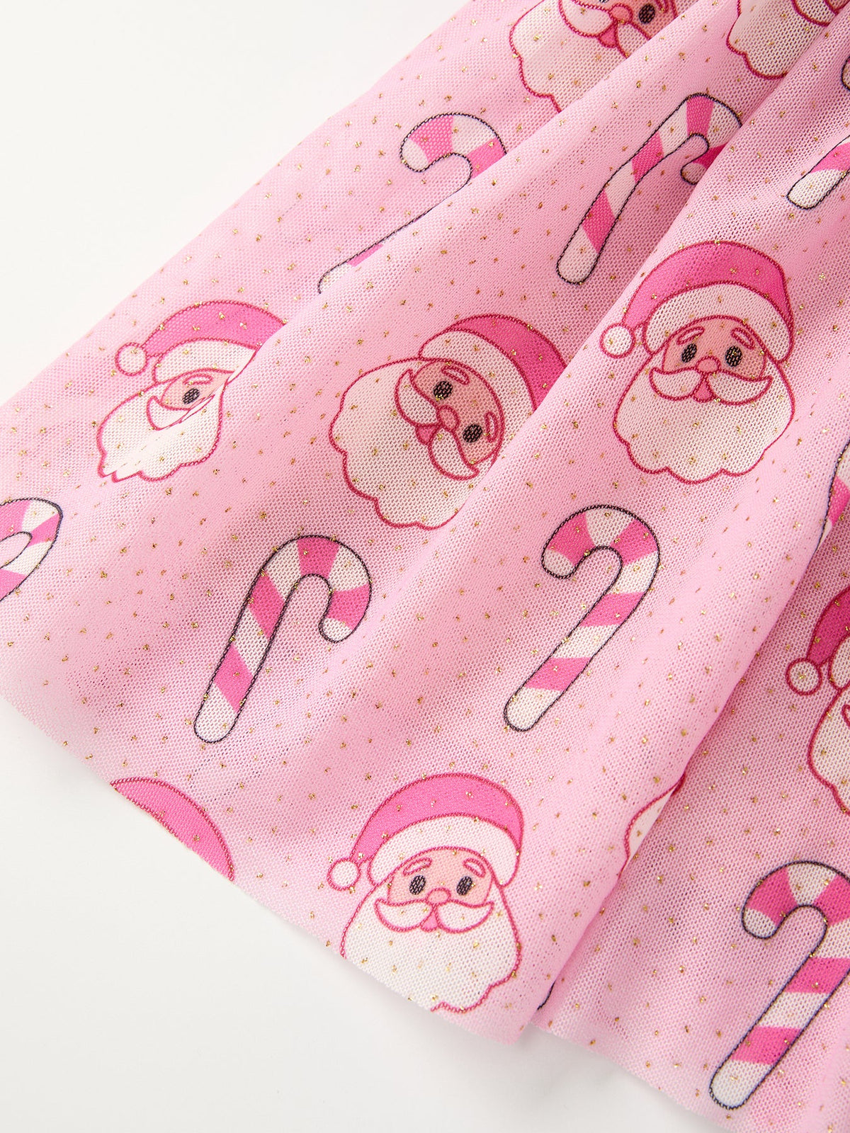 Santa Candy Cane Print Tutu Skirt