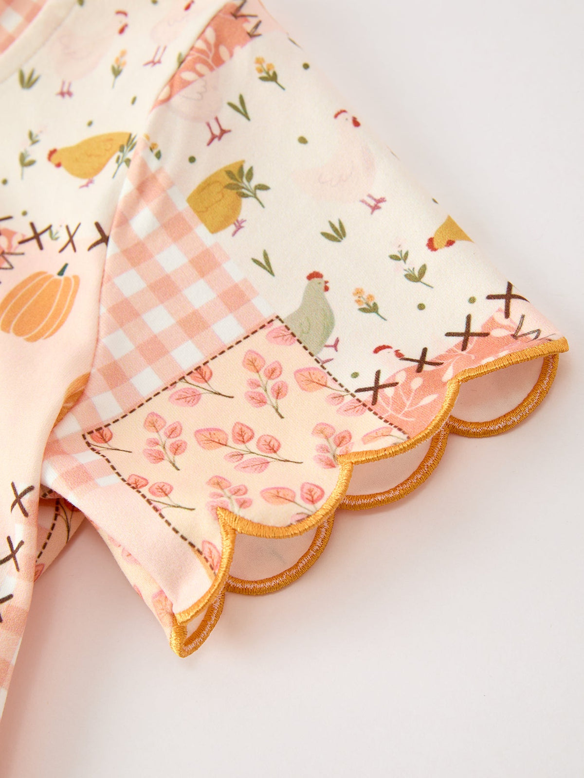 Pumpkin Patchwork Girls Top And Shorts Outfit