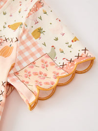 Pumpkin Patchwork Girls Top And Shorts Outfit