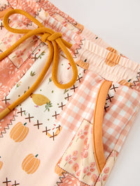 Pumpkin Patchwork Girls Top And Shorts Outfit