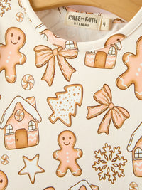 Christmas Gingerbread Cookie Girls Long Sleeve Twirl Dress
