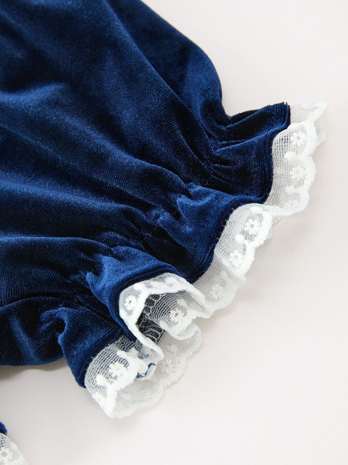 Navy Velvet Smocked Top And Bloomers Outfit