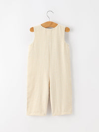 Goose Embroidered Beige Plaid Baby Boys Jonjon