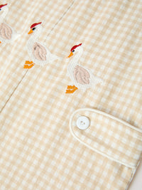 Goose Embroidered Beige Plaid Baby Boys Jonjon