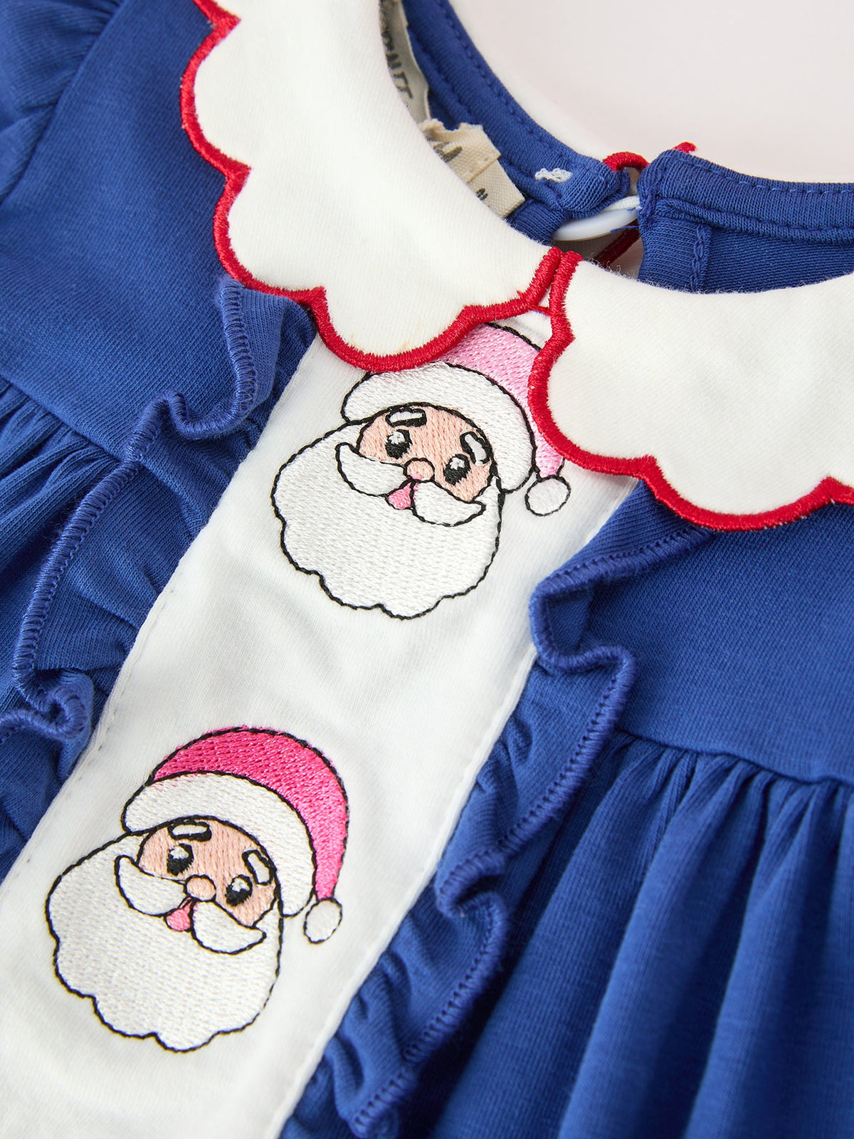 Santa Embroidery Girls Bloomer Set Peter Pan Collar