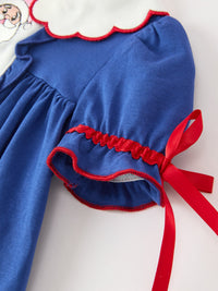 Santa Embroidery Girls Bloomer Set Peter Pan Collar