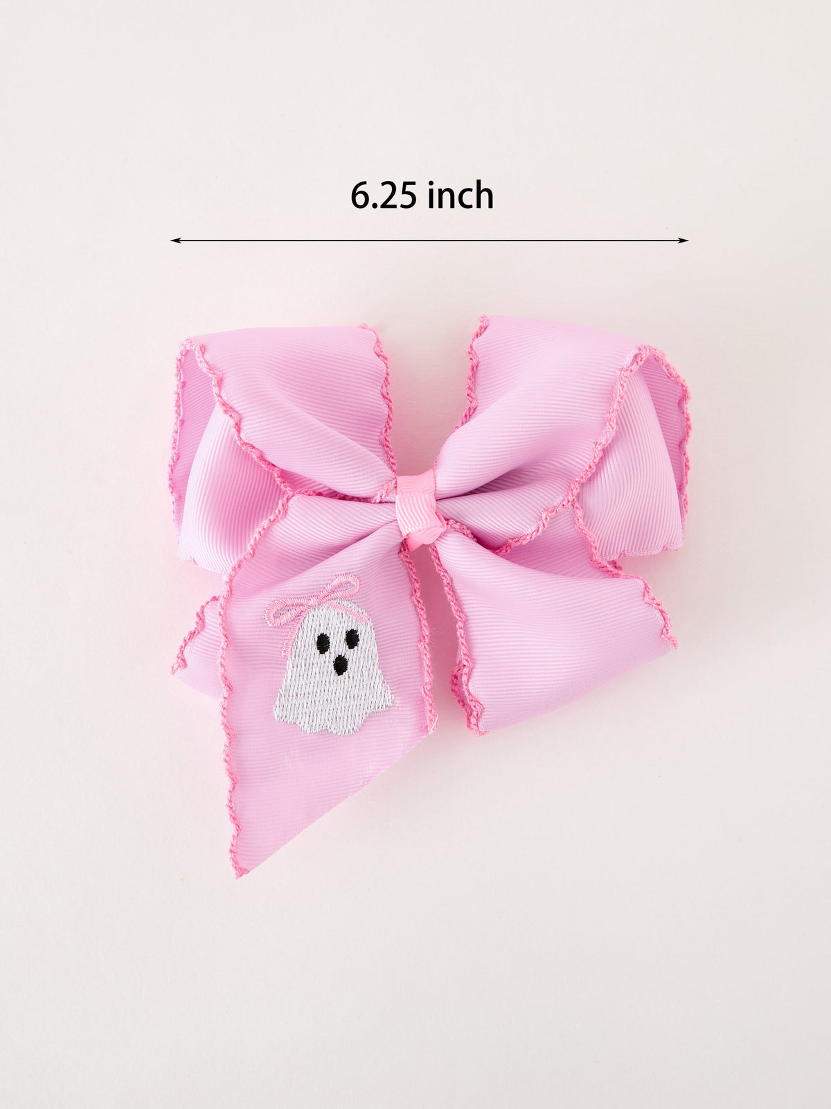 Ghost Embroidered 6.25" Hair Bow