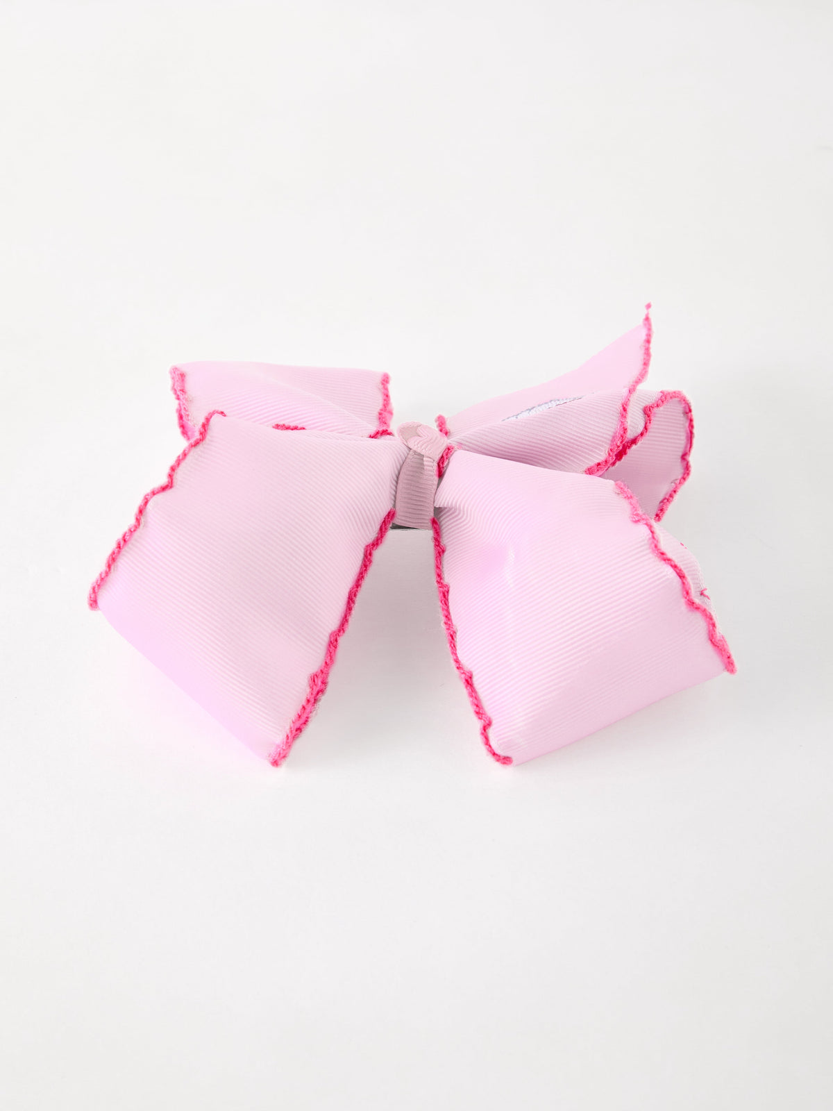 Santa Embroidered 6.25" Hair Bow – White/Pink