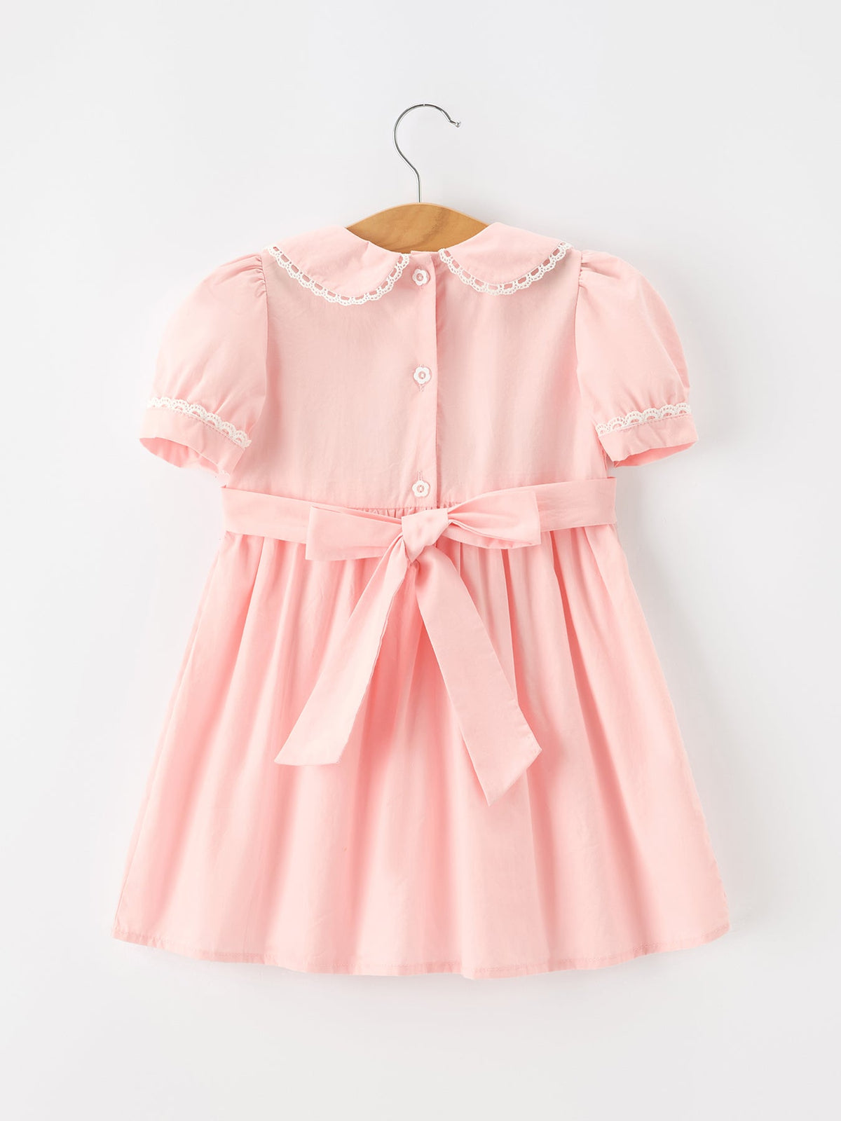 Floral Embroidered Smocked Peter Pan Collar Dress