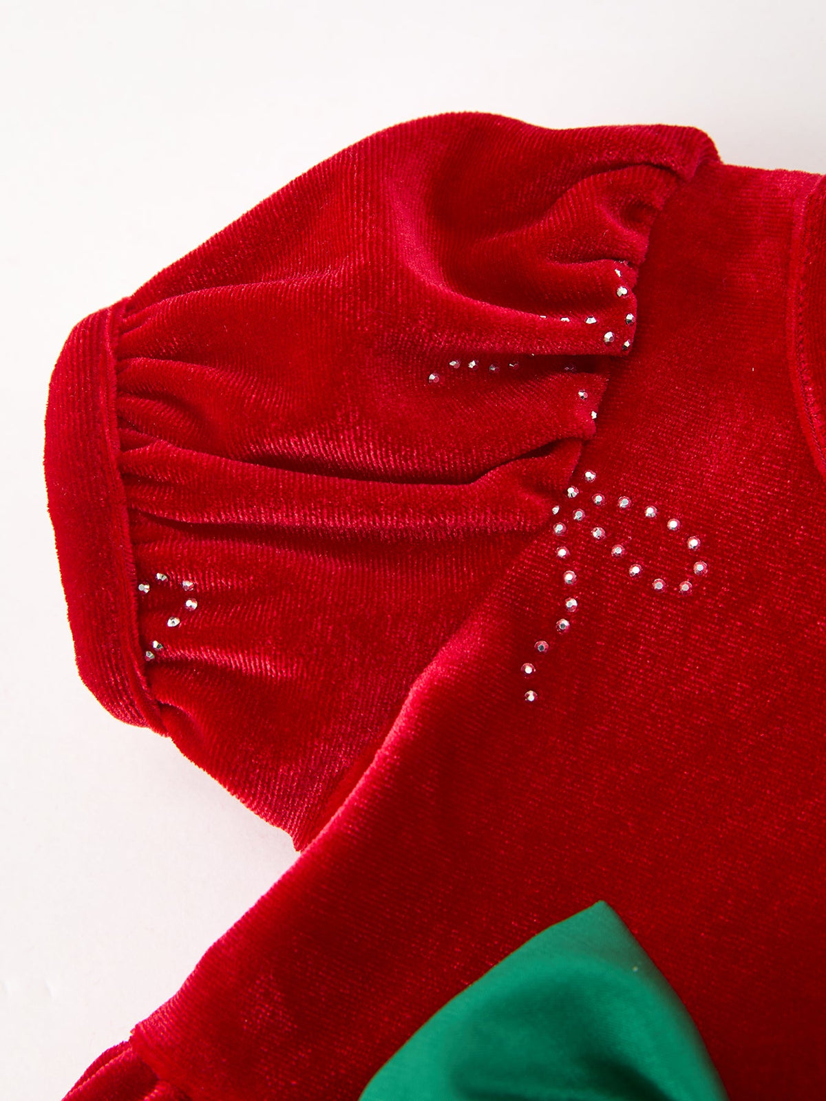 Red Velvet Rhinestone Bow Bubble Romper