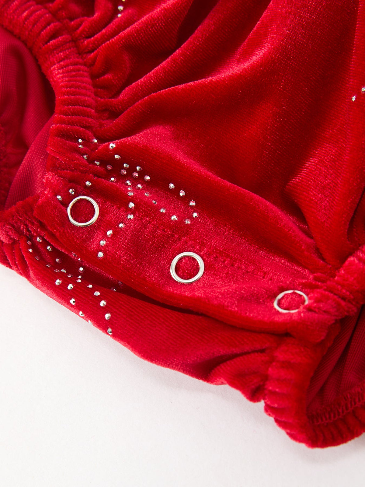 Red Velvet Rhinestone Bow Bubble Romper