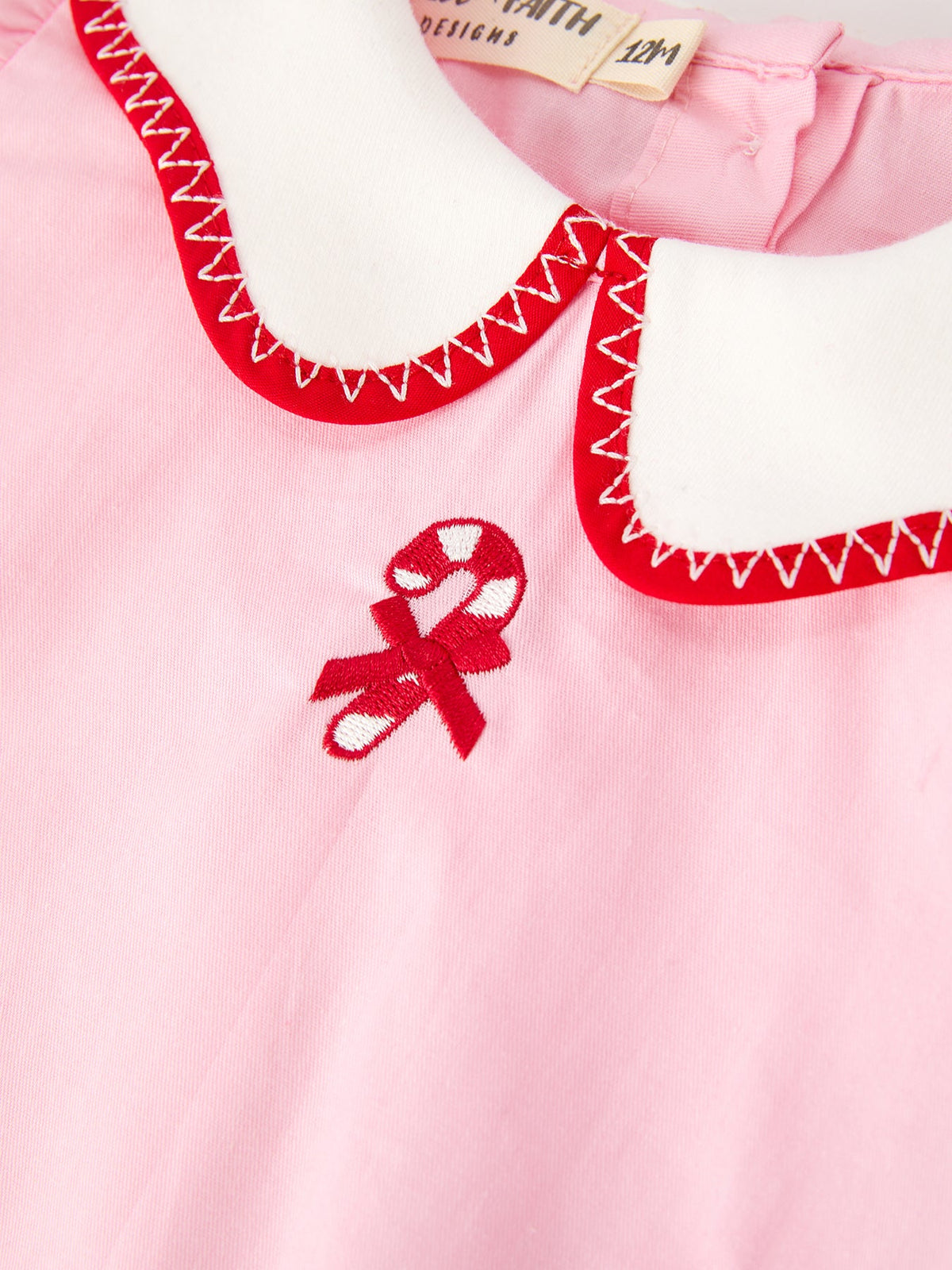 Candy Cane Embroidered Top & Red Bloomer Set