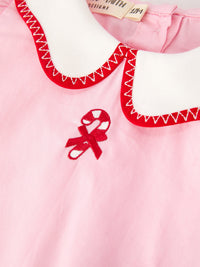 Candy Cane Embroidered Top & Red Bloomer Set