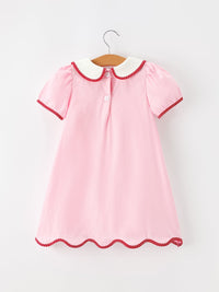 Candy Cane Embroidered Peter Pan Collar Dress