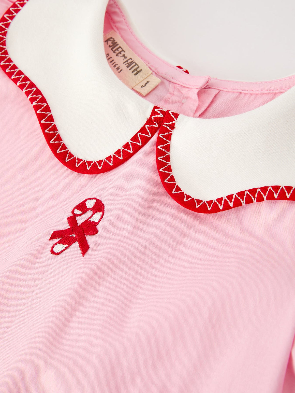 Candy Cane Embroidered Peter Pan Collar Dress