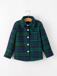 Green & Navy Plaid Button Down Shirt