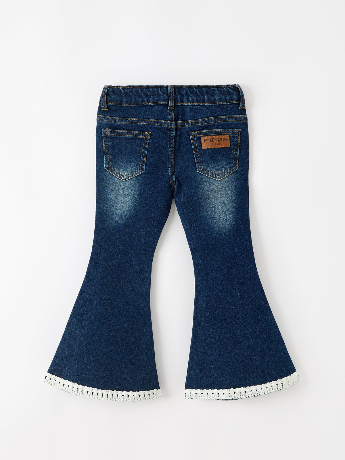 Floral Appliqué Denim Bell Bottom Jeans