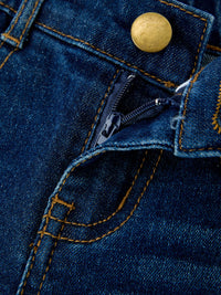 Floral Appliqué Denim Bell Bottom Jeans