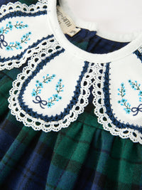 Green & Navy Plaid Embroidered Bloomer Set