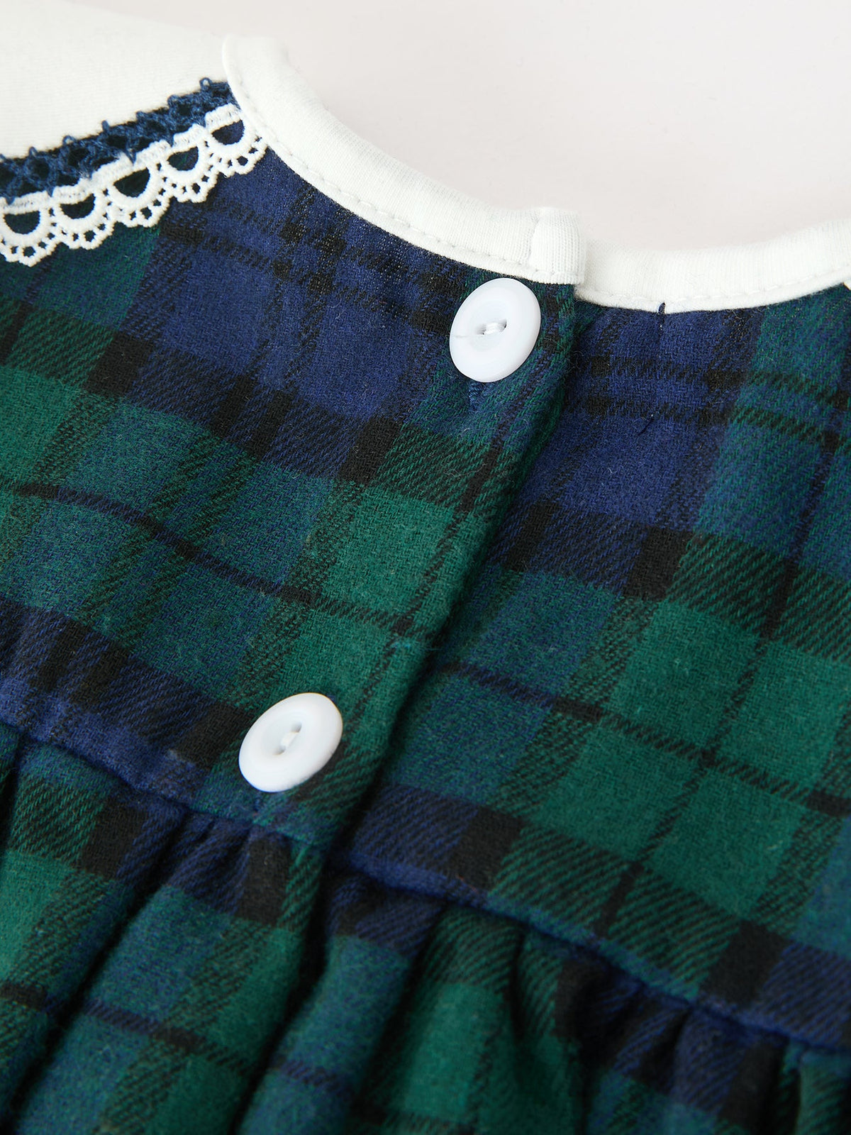 Green & Navy Plaid Embroidered Bloomer Set