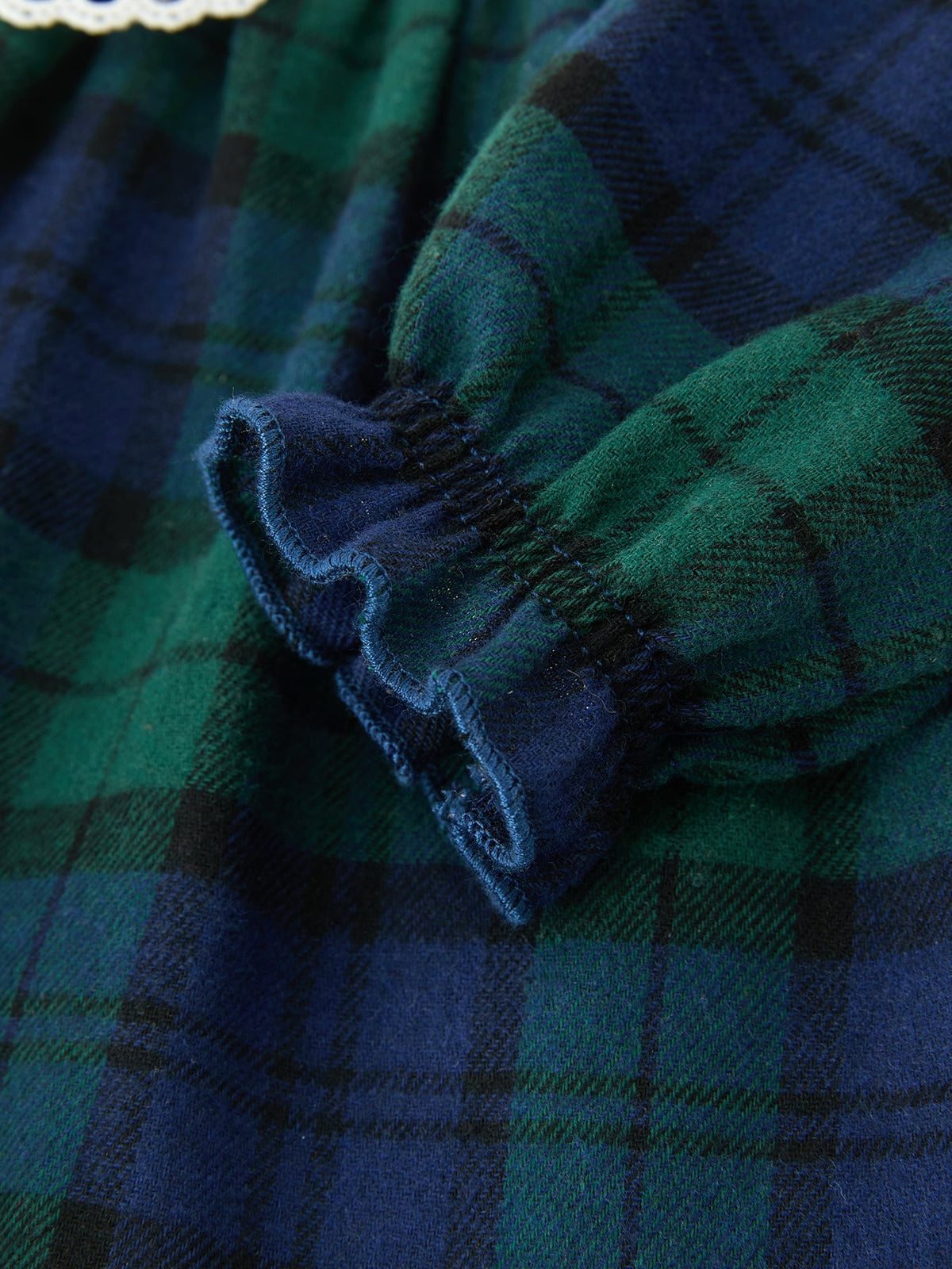 Green & Navy Plaid Embroidered Bloomer Set