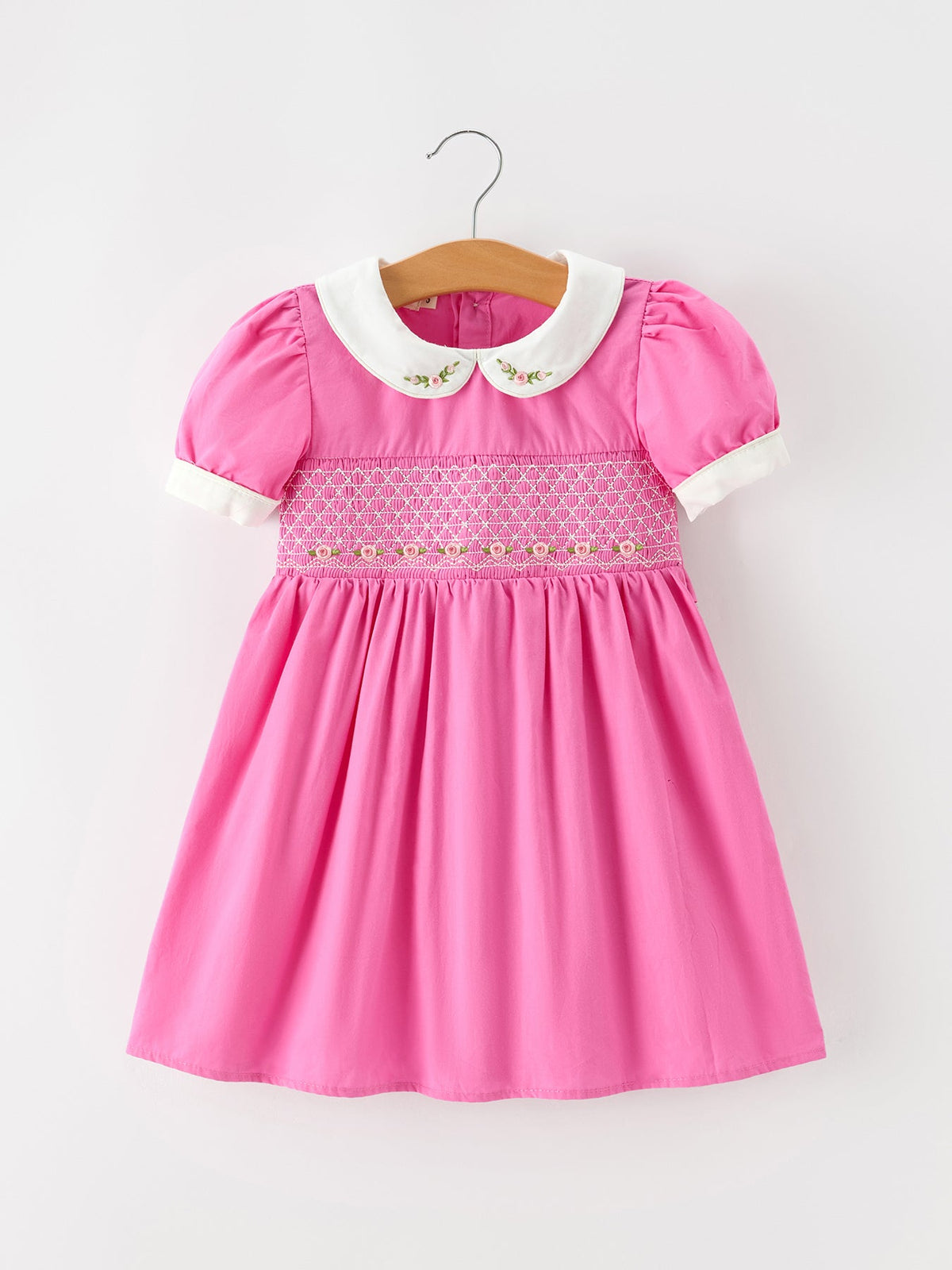 Floral Embroidered Smocked Dress