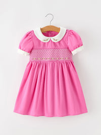 Floral Embroidered Smocked Dress