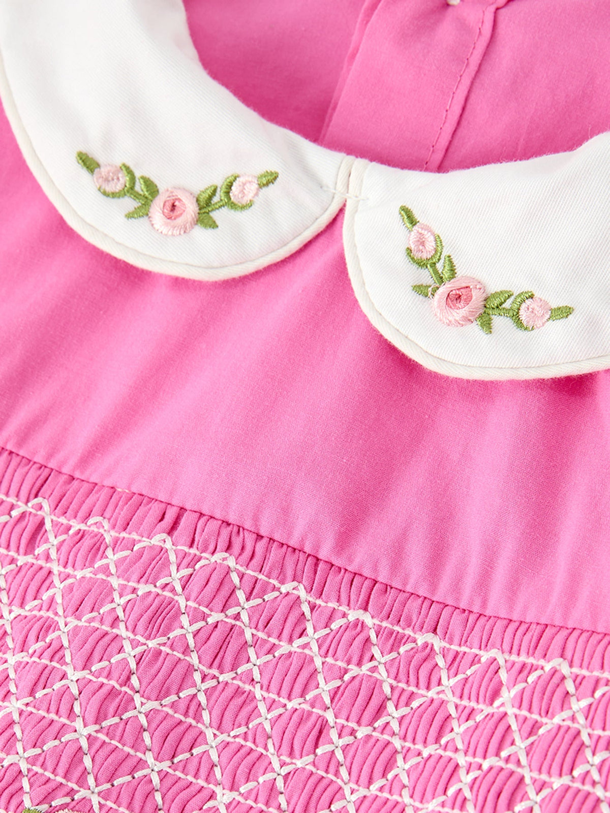 Floral Embroidered Smocked Dress