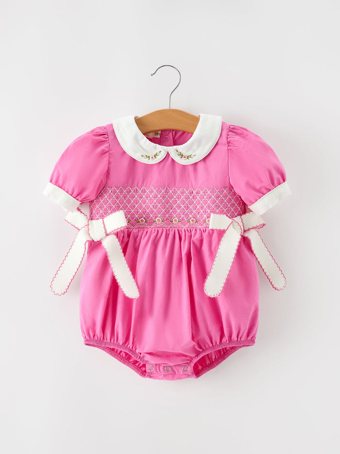 Floral Smocked Bow Bubble Romper