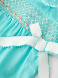 Smocked Floral Bow Bubble Romper