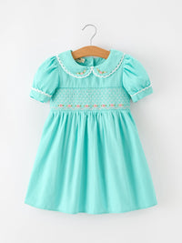 Floral Embroidered Smocked Dress