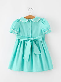 Floral Embroidered Smocked Dress