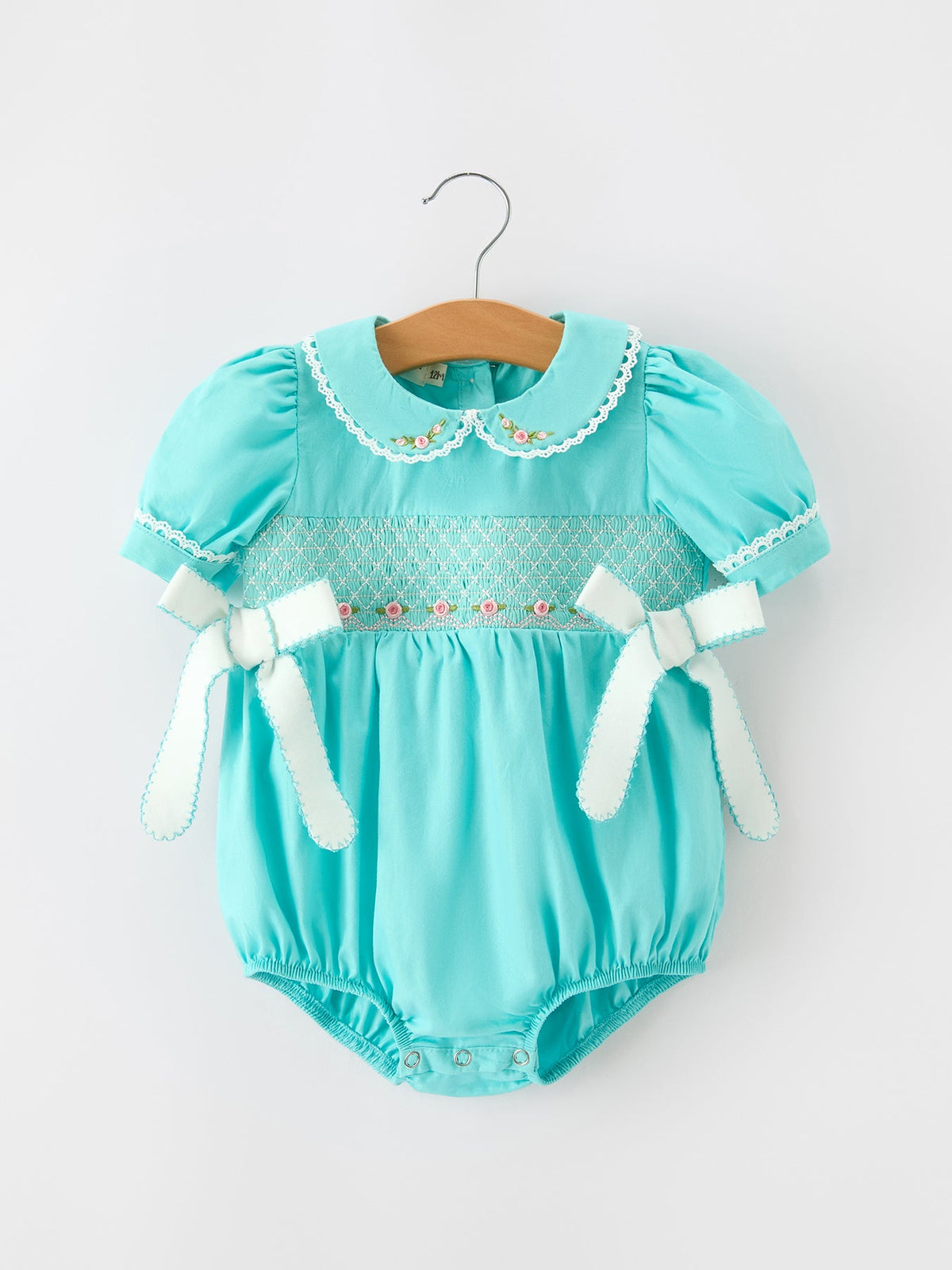 Smocked Floral Bow Bubble Romper