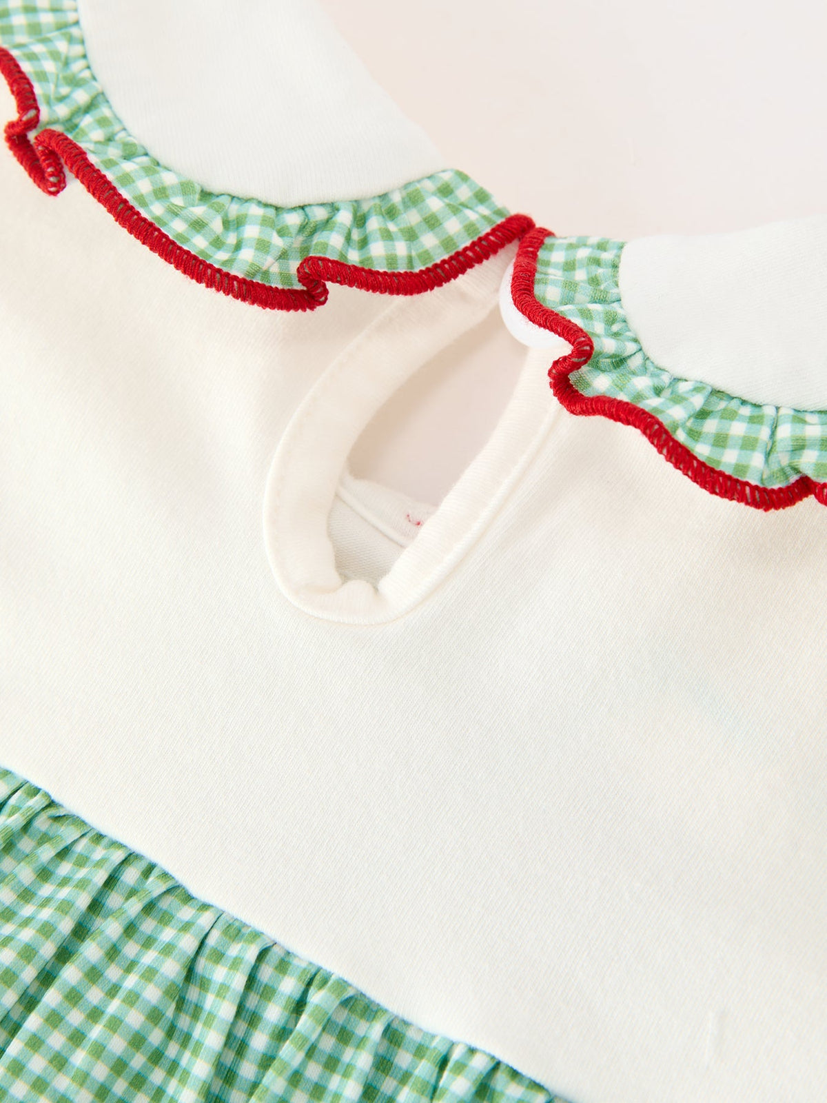 Christmas Green Plaid Embroidered Long Sleeve Dress