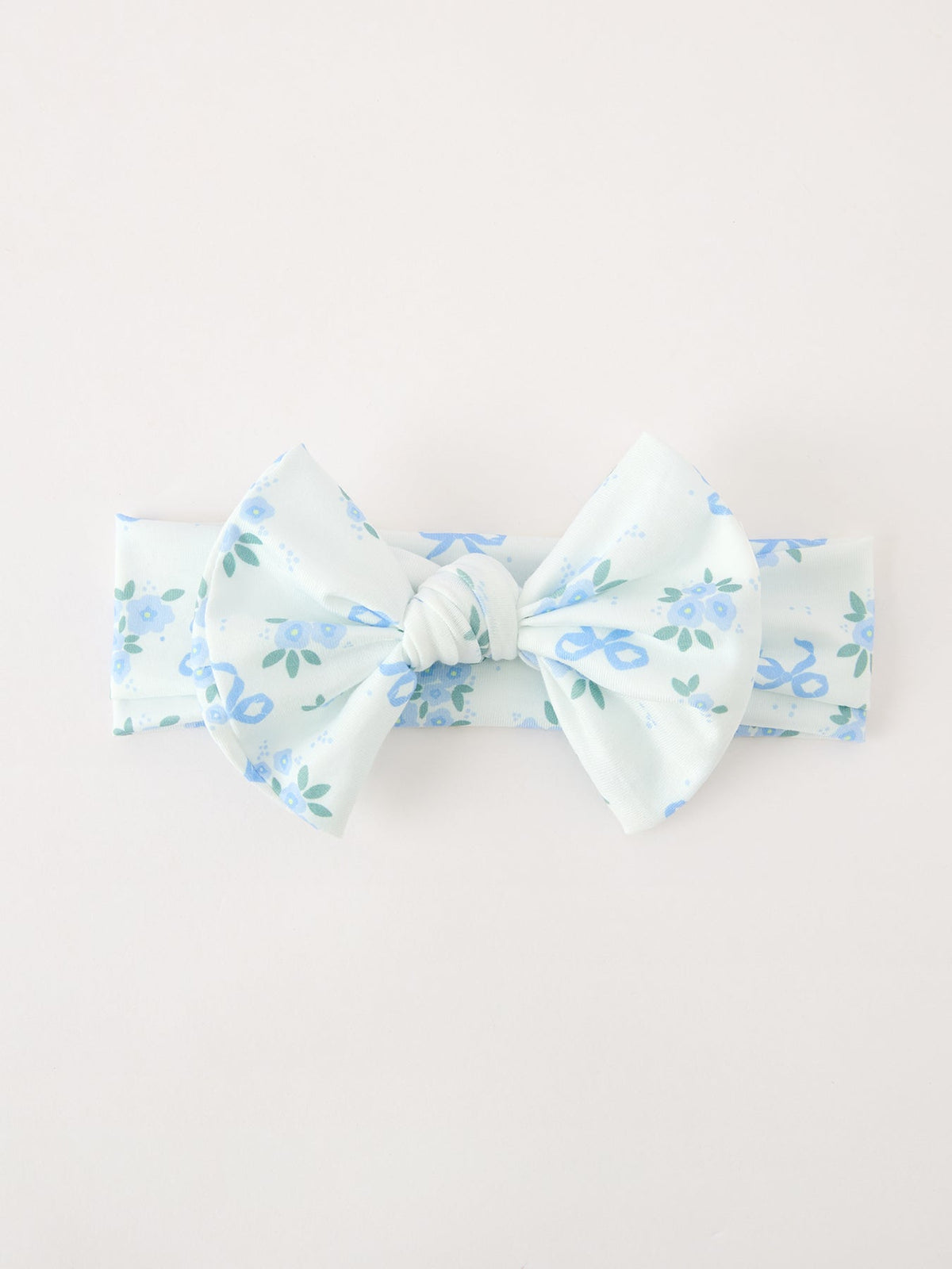 Blue Floral Bow Headband