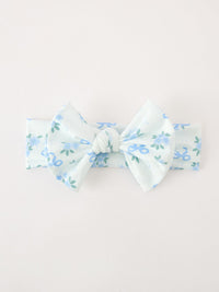 Blue Floral Bow Headband