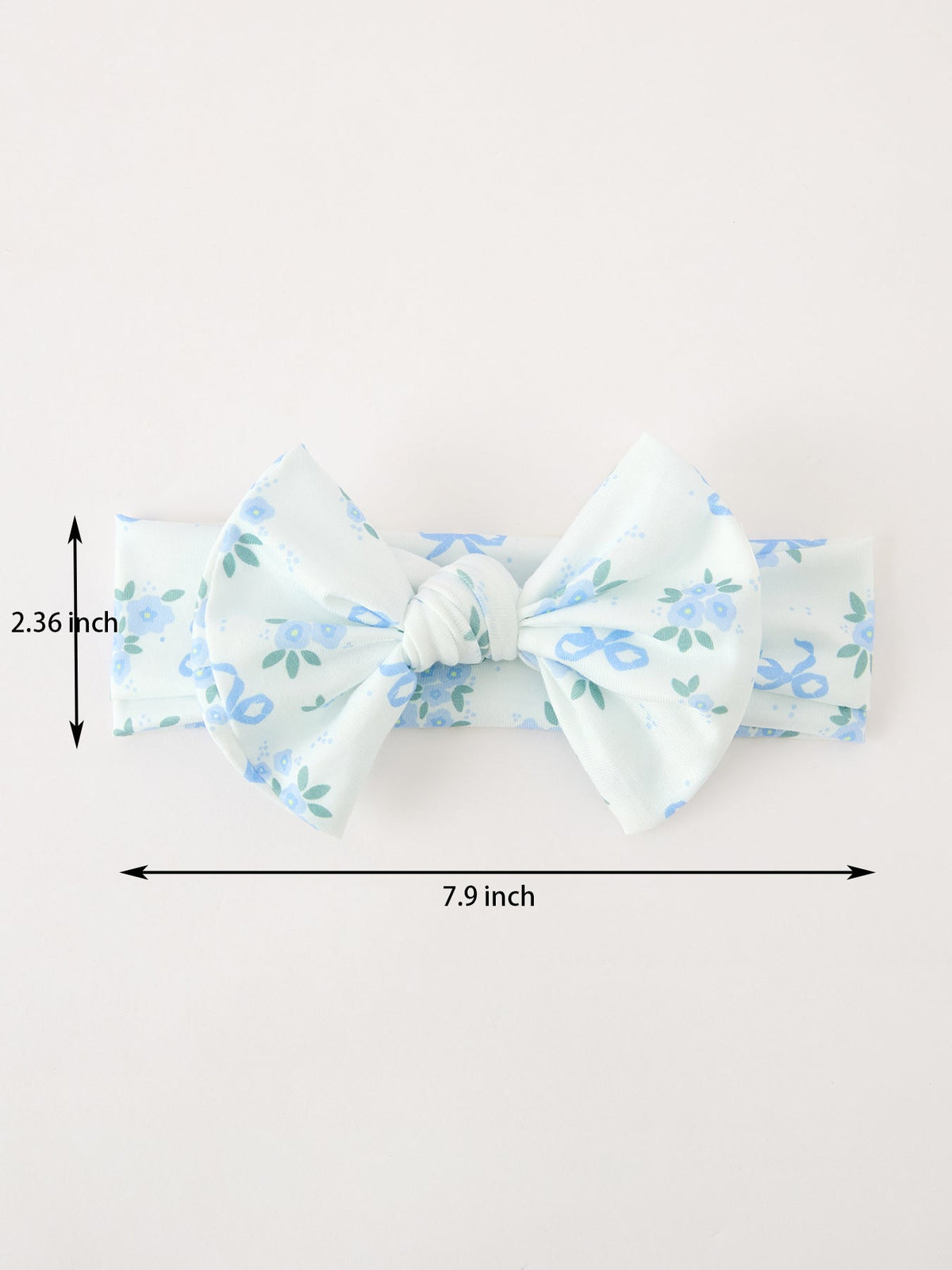 Blue Floral Bow Headband
