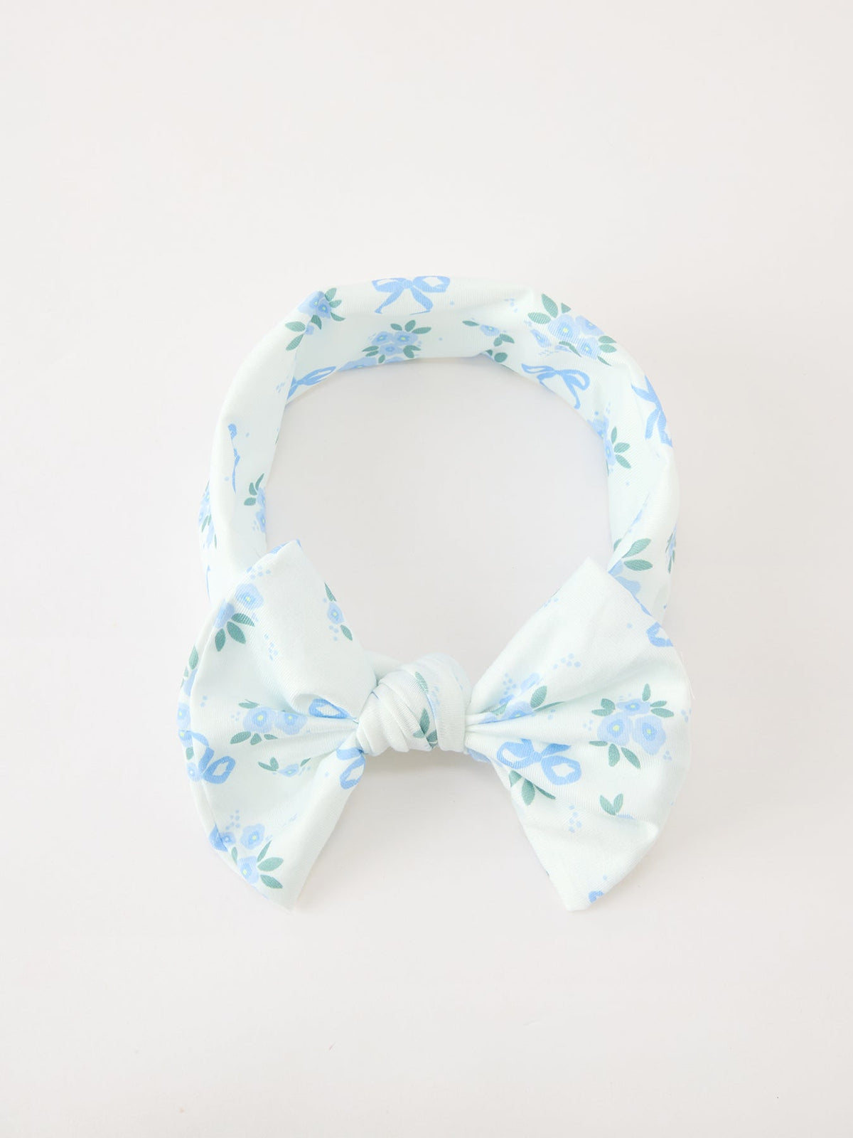 Blue Floral Bow Headband