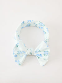Blue Floral Bow Headband