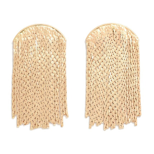 Metal Arch Tassel Drop Earrings