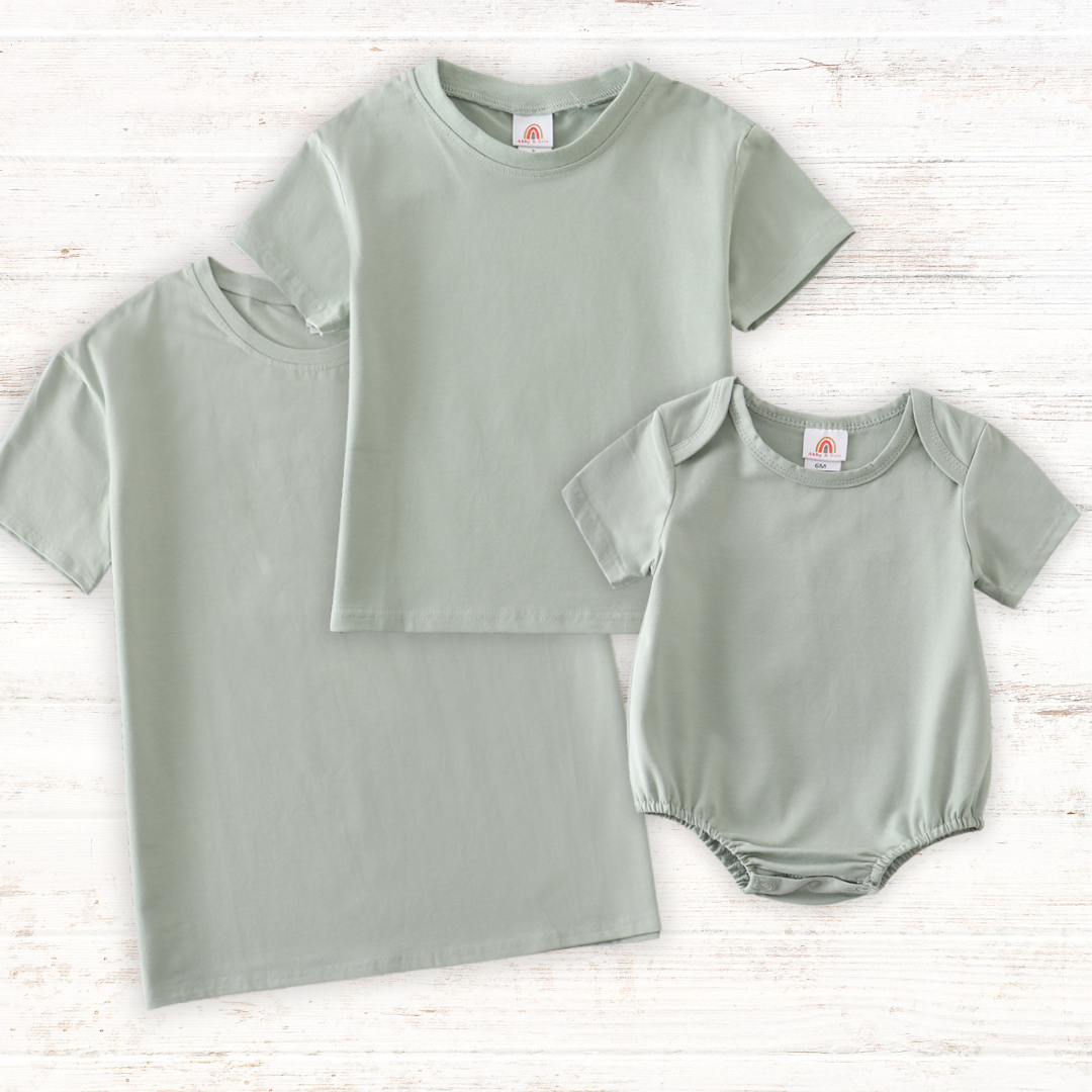 Sage Blank Basic T-Shirt Adult Kids And Baby Bubble - Essential Southern Charm