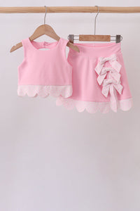 Scalloped active skorts set - Pink