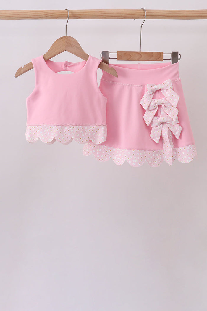 Scalloped active skorts set - Pink