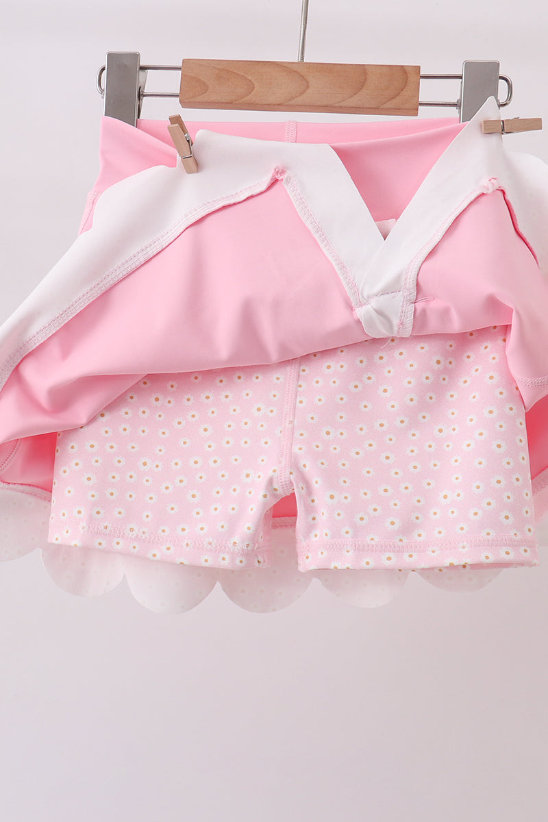Scalloped active skorts set - Pink