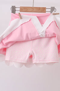Scalloped active skorts set - Pink