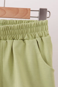 Scalloped zipper shorts set - Sage