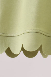 Scalloped zipper shorts set - Sage