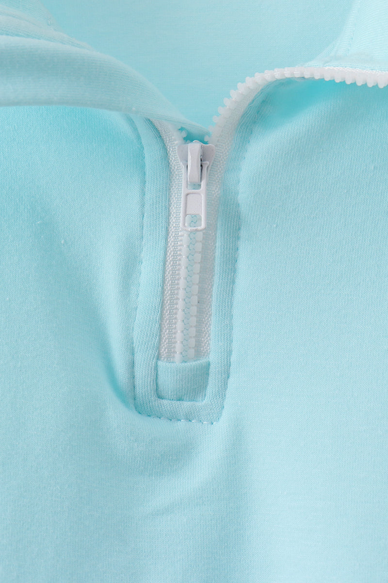 Scalloped zipper shorts set - Light Blue
